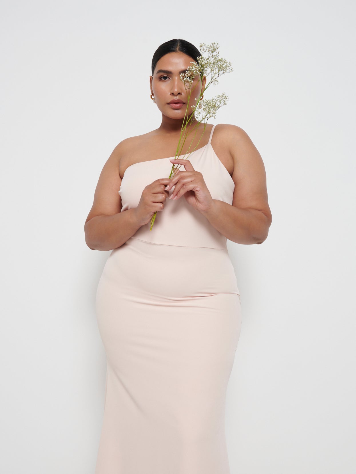 Amelia Crepe Maxi Bridesmaid Dress Curve - Blush