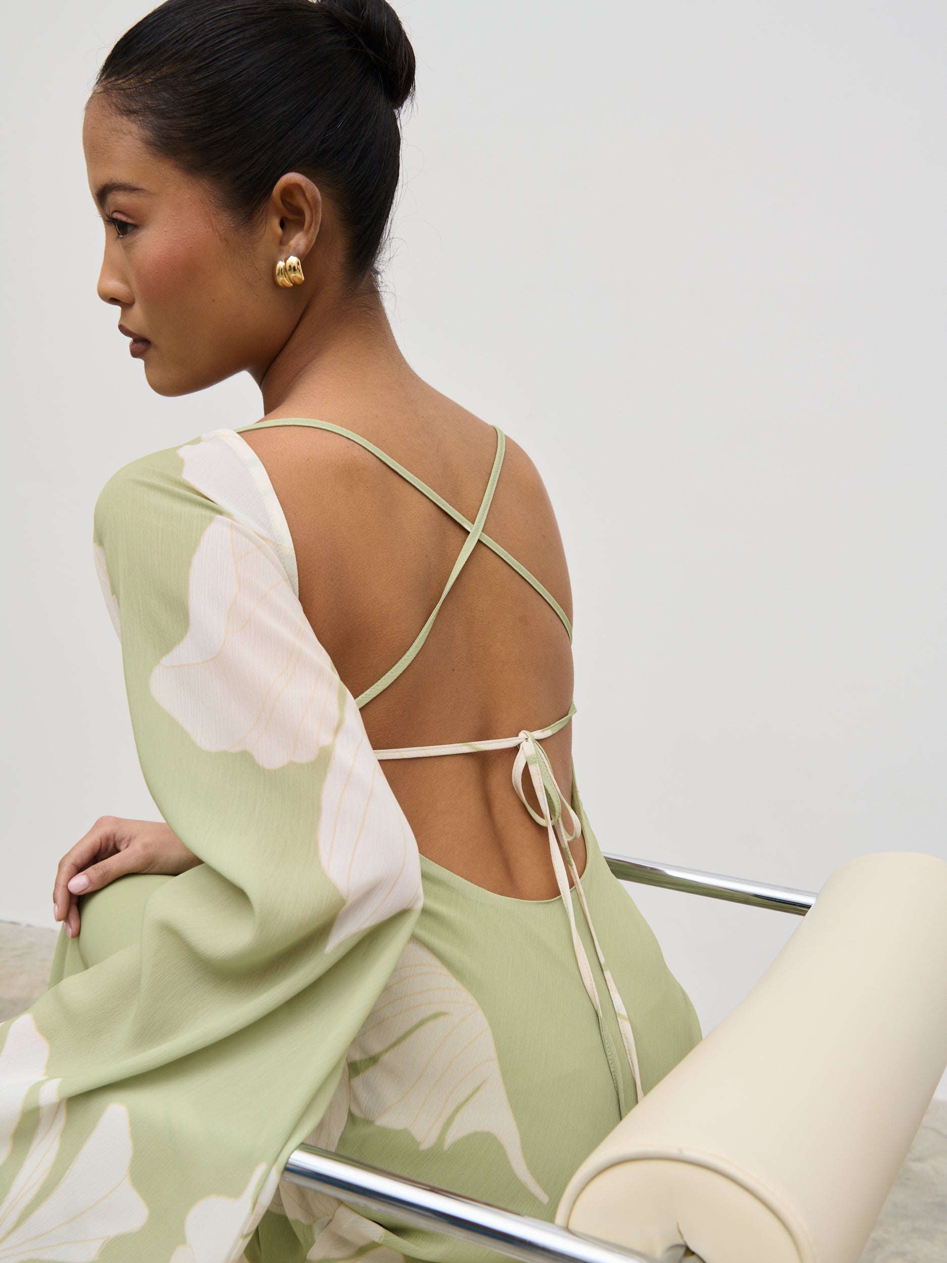 Primrose Kimono Sleeve Maxi Dress - Olive Floral