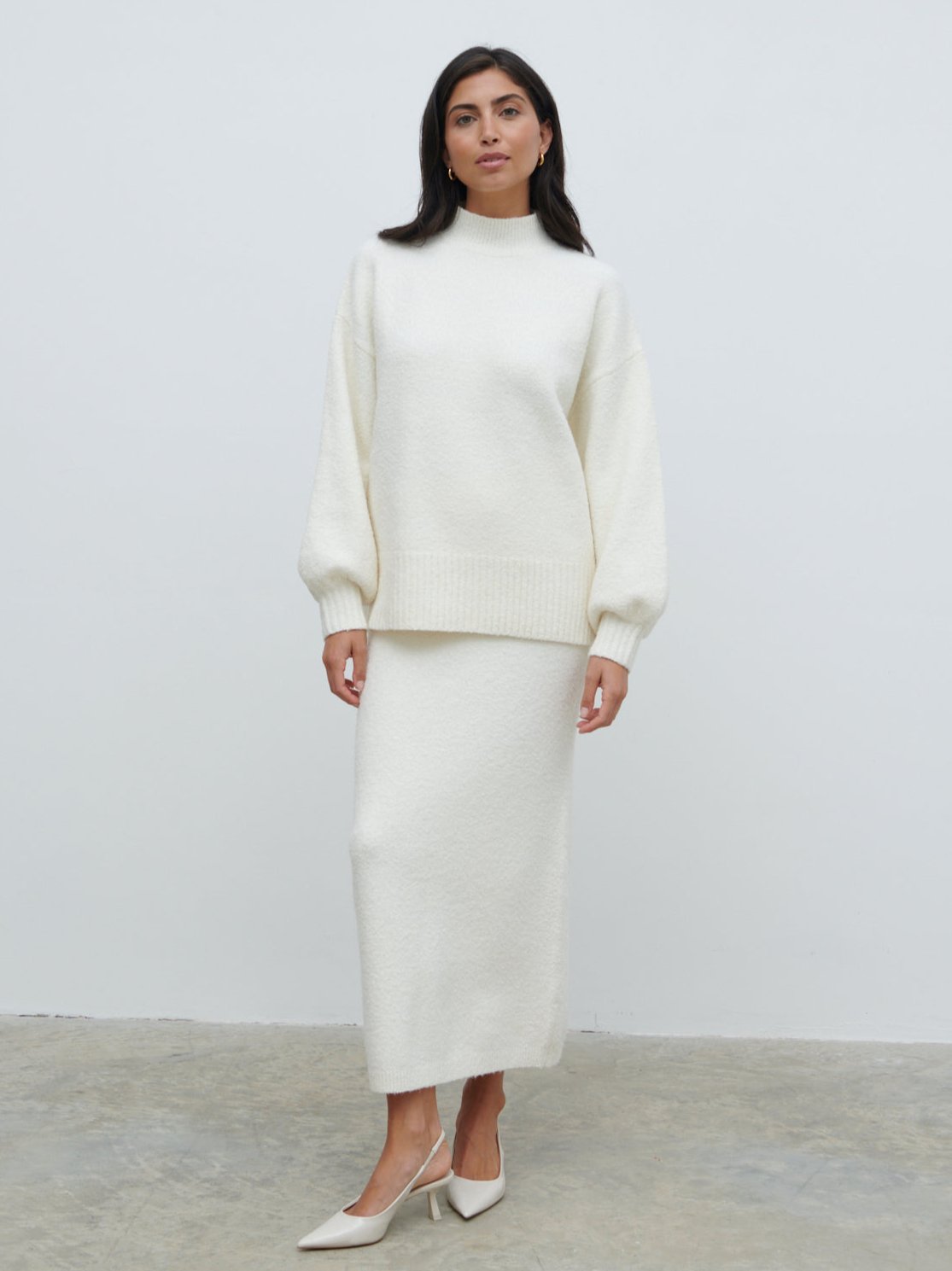 Camille Balloon Sleeve Knit Jumper - Cream
