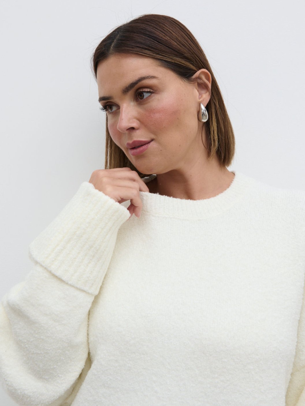 Camille Oversized Borg Jumper - Cream