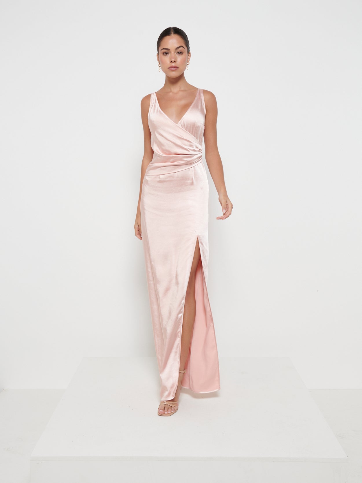Esmee Wrap Maxi Bridesmaid Dress - Matte True Blush