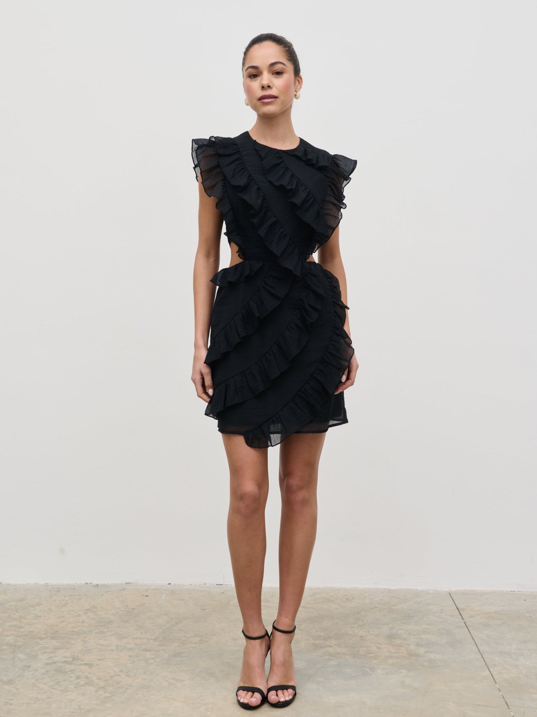Joss Ruffle Mini Dress - Black
