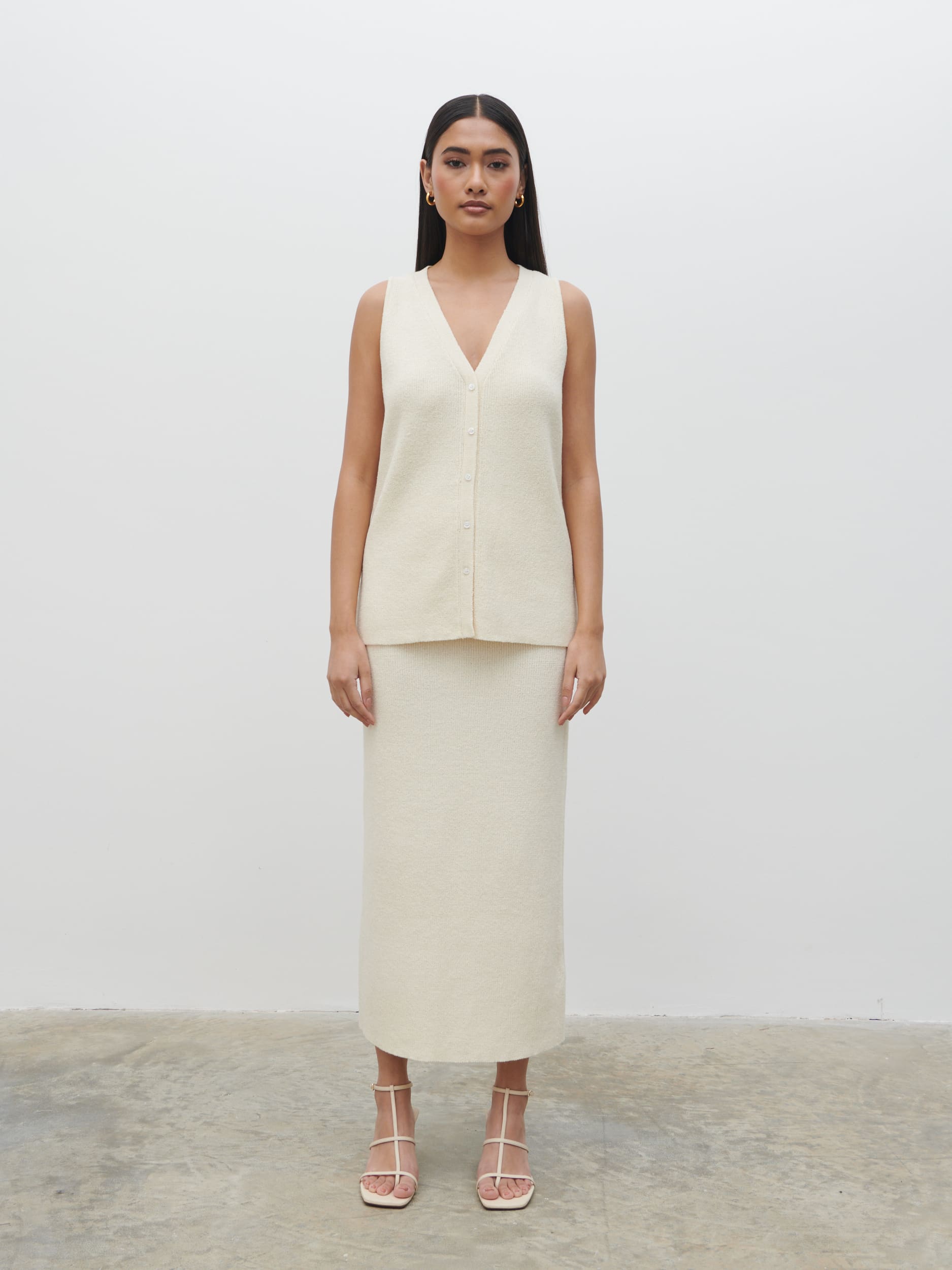 Kourtney Knit Waistcoat - Cream