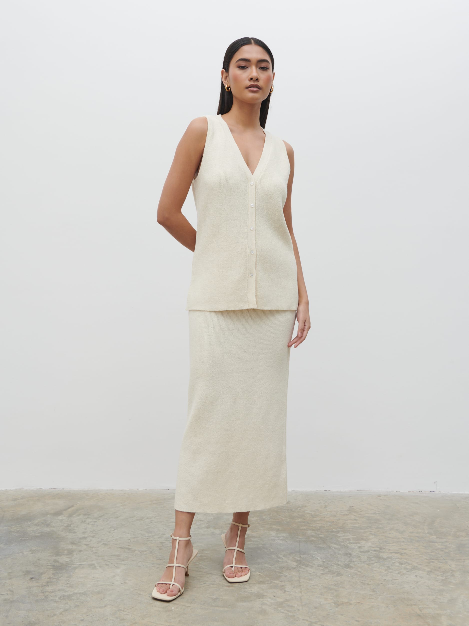 Kourtney Knit Waistcoat - Cream