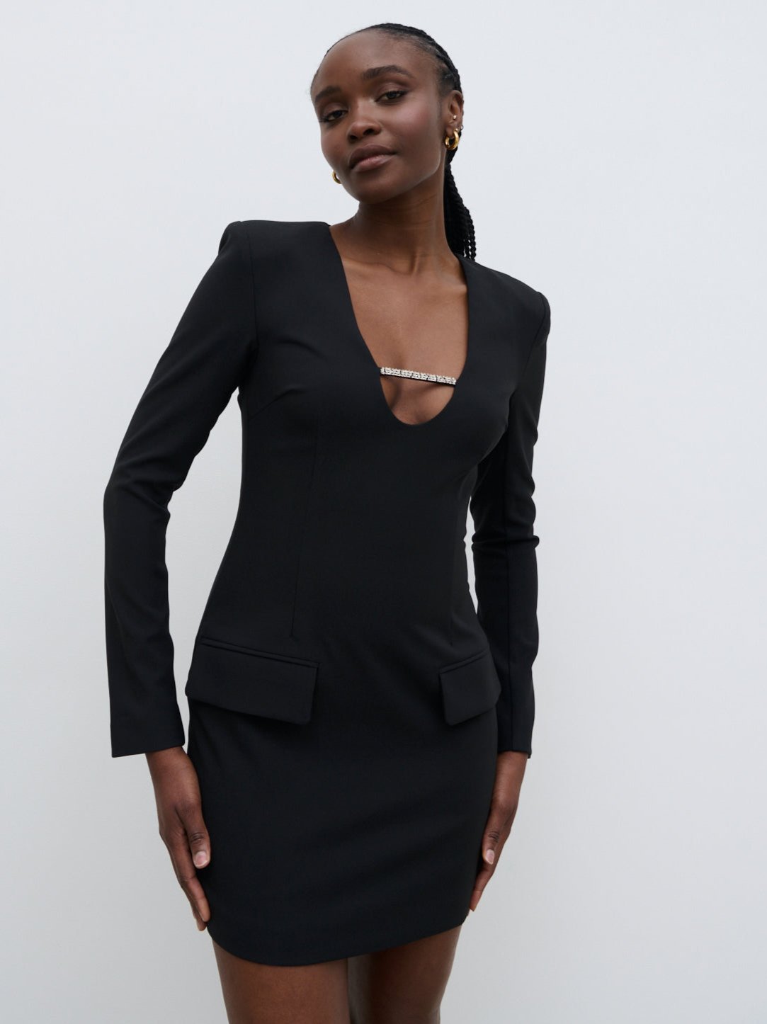 Lou Embellished Trim Mini Dress - Black