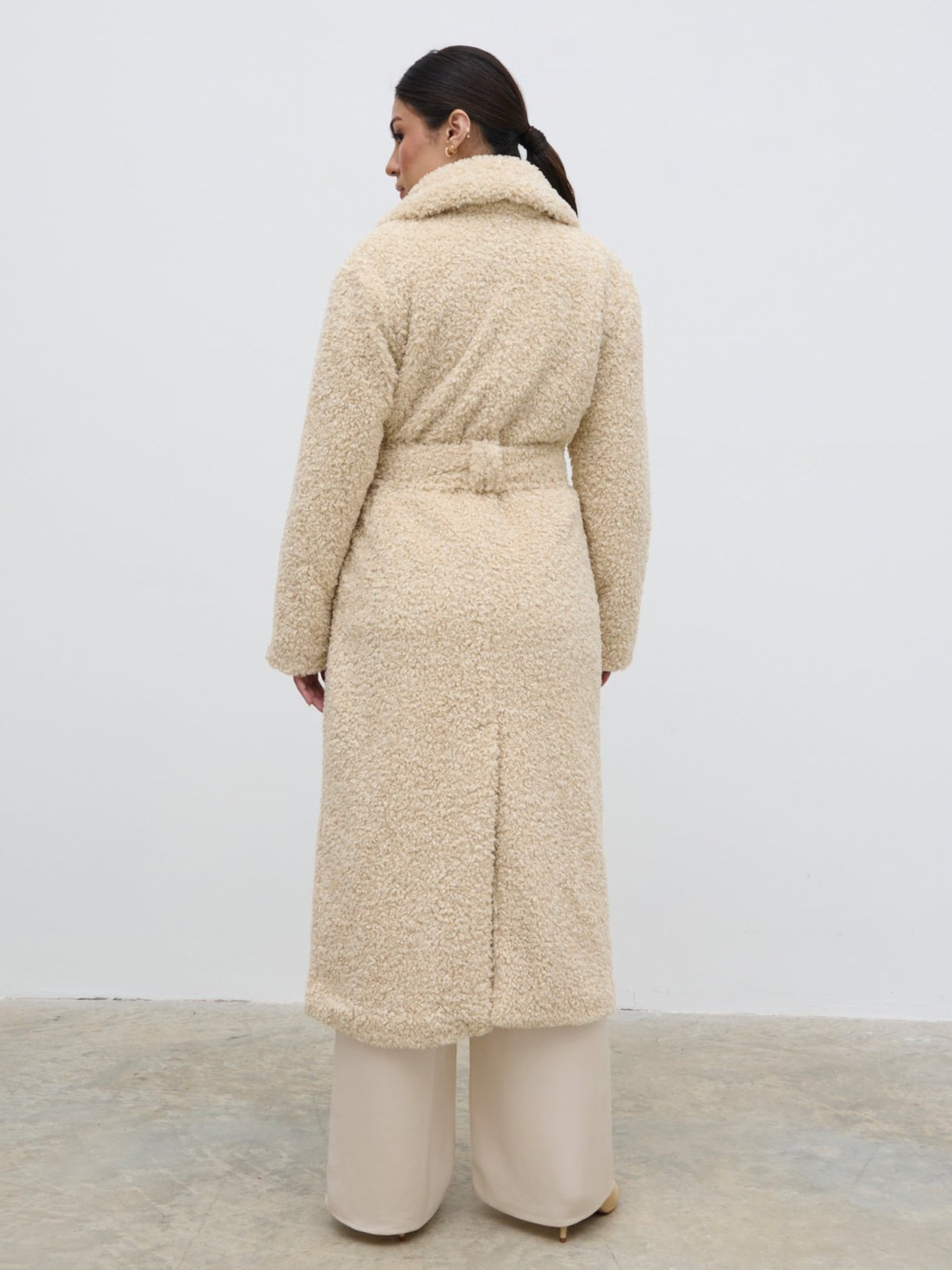 Mahli Shaggy Texture Robe Coat - Neutral