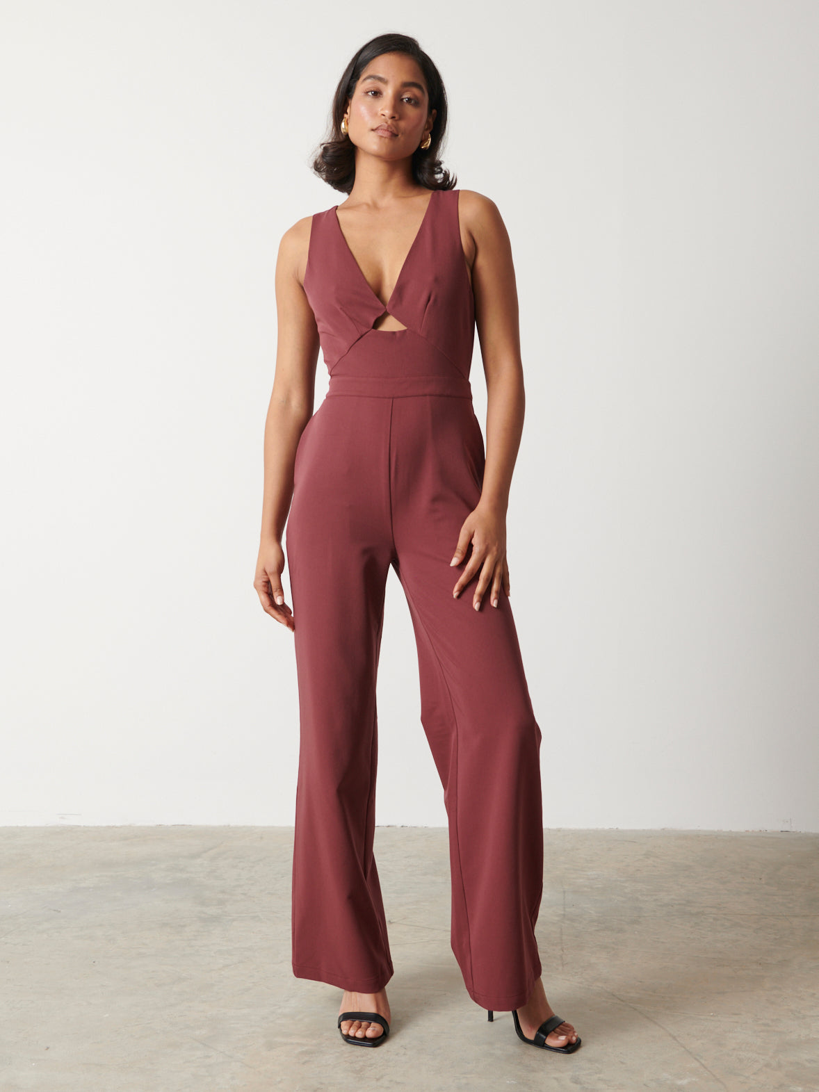 Miley Tie Back Jumpsuit - Wine