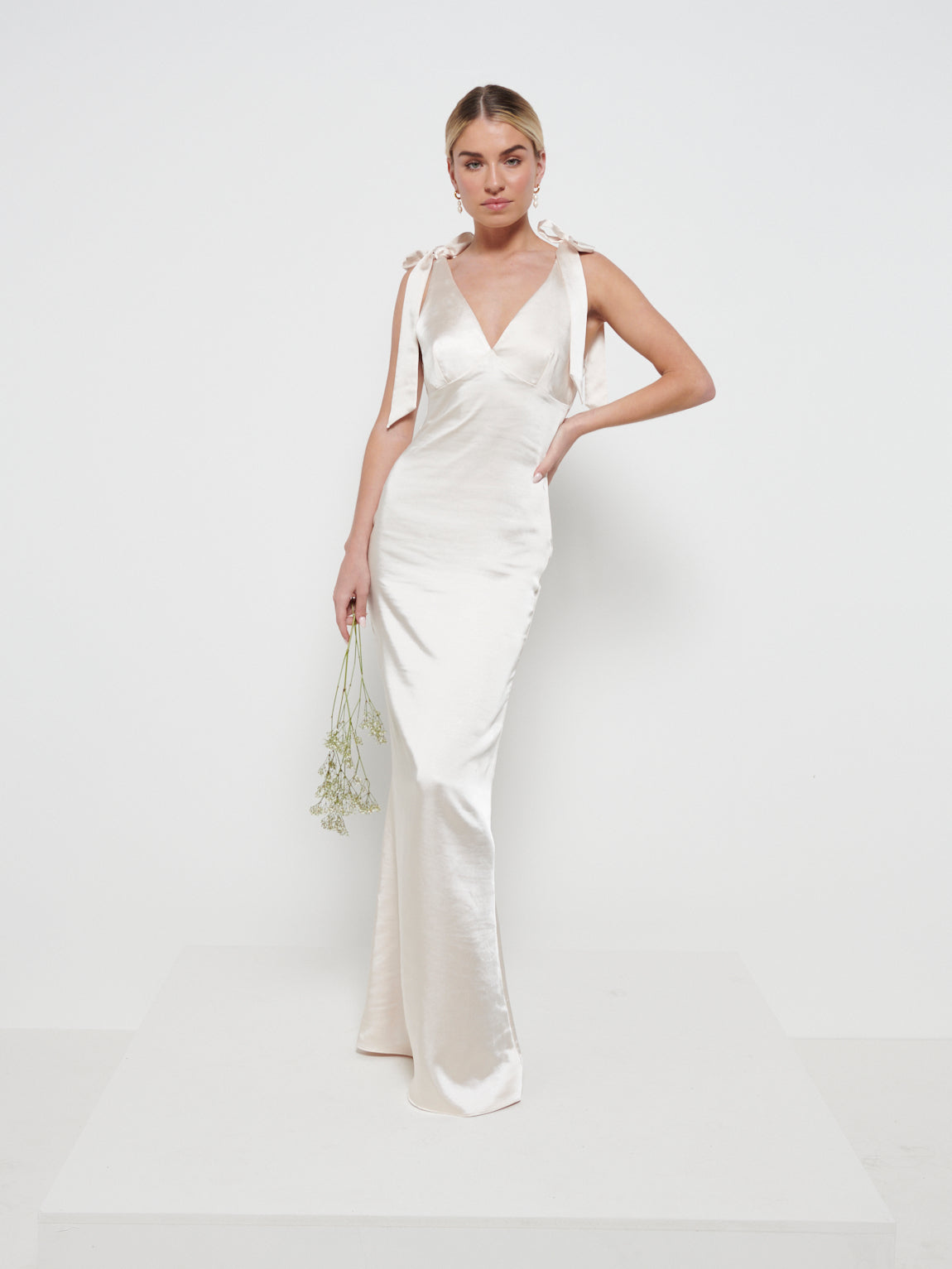 Piper Tie Maxi Bridesmaid Dress - Matte Champagne