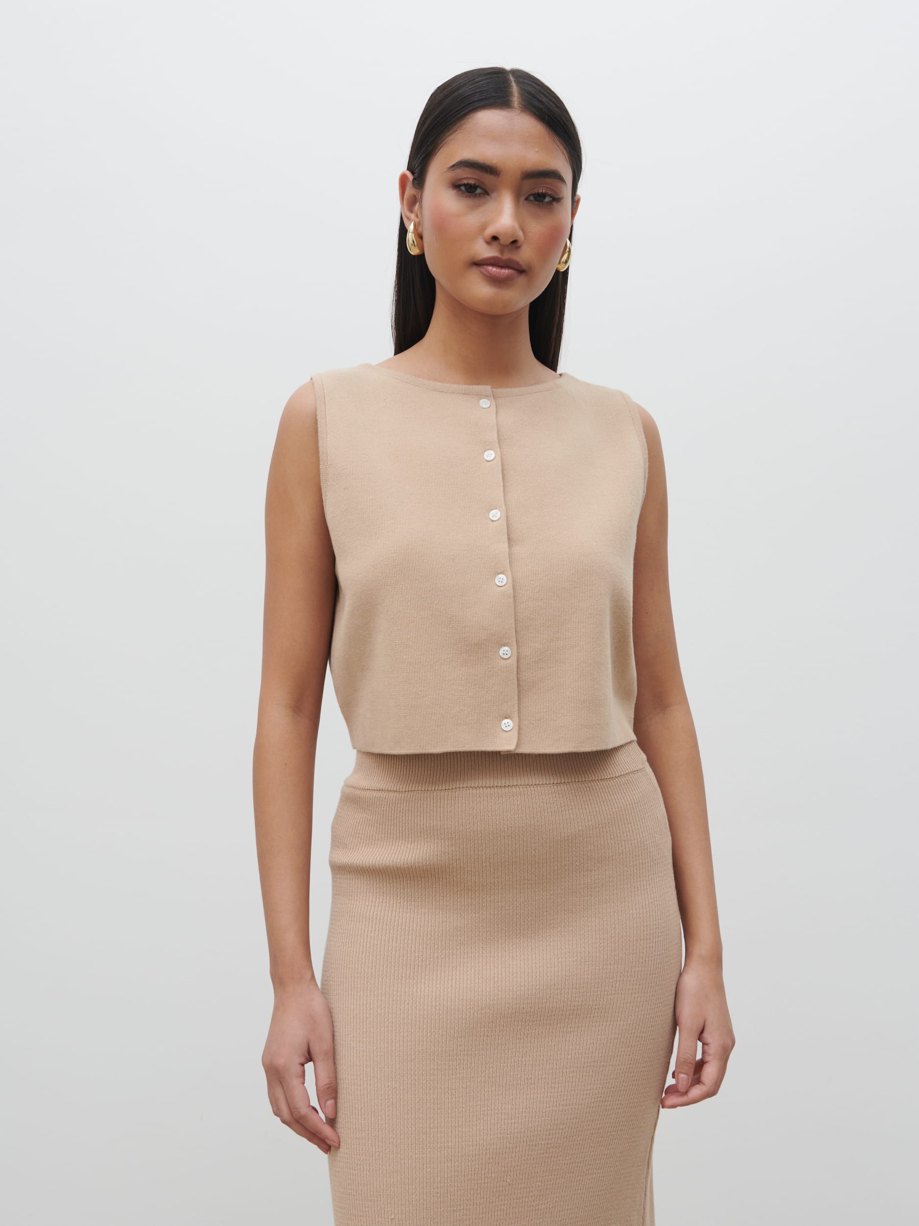Reese Knit Waistcoat - Beige