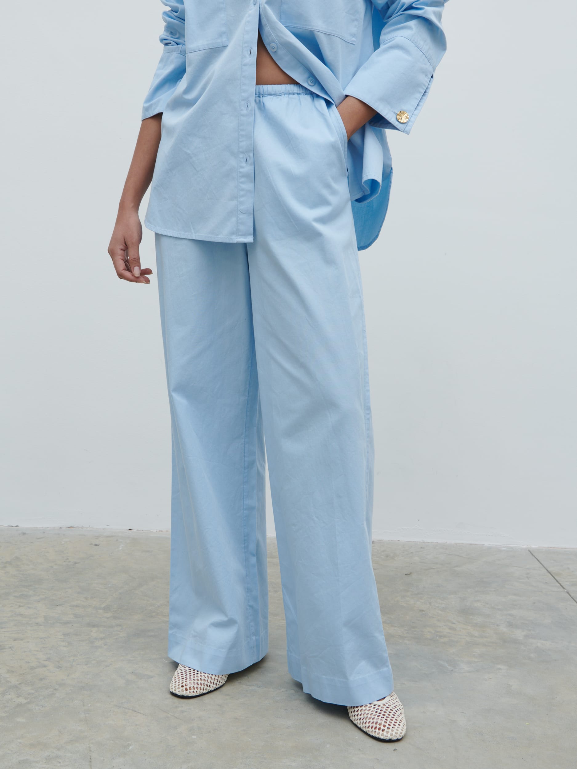 Ryleigh Cotton Trousers - Light Blue