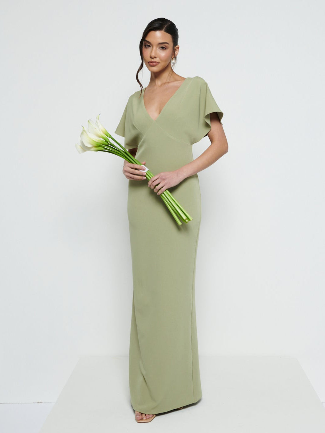Sadie Crepe Maxi Bridesmaid Dress - Olive