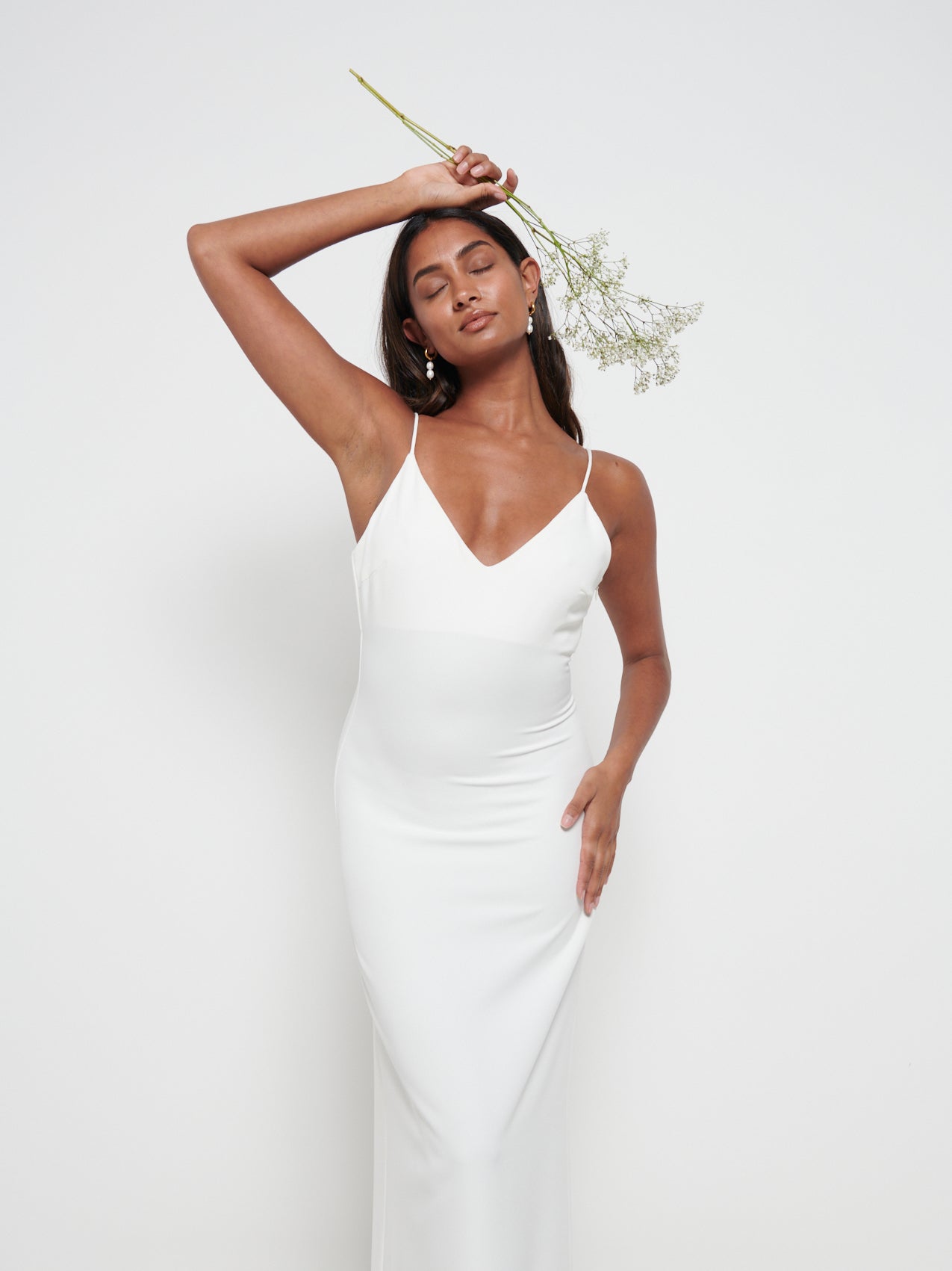 Tillie V-Neck Maxi Bridesmaid Dress - Ivory